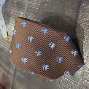 Brooks Brothers Brown Silk Tie with Blue Motif